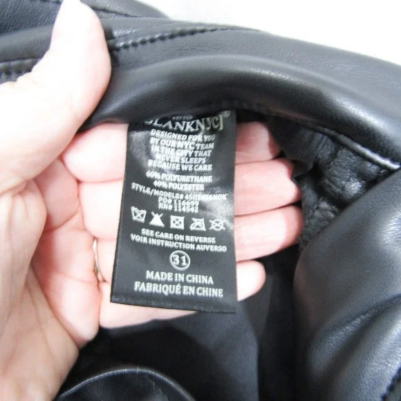 Blank NYC Faux Leather Paper Bag Waist Trousers Women's Size 31 Black Pants - Picture 12 of 13